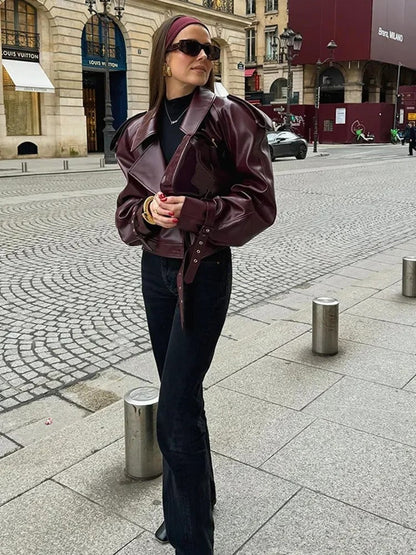 Veste en cuir élégante Lina