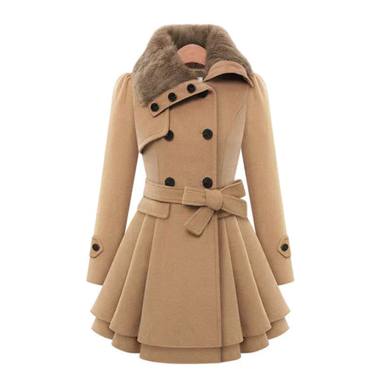 Yena - Trench-coat chic avec fourrure végane